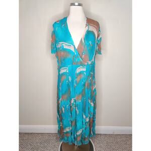 Vasna Crinkle Midi Dress Surplice Lace Hem Whimsy Fairy‎